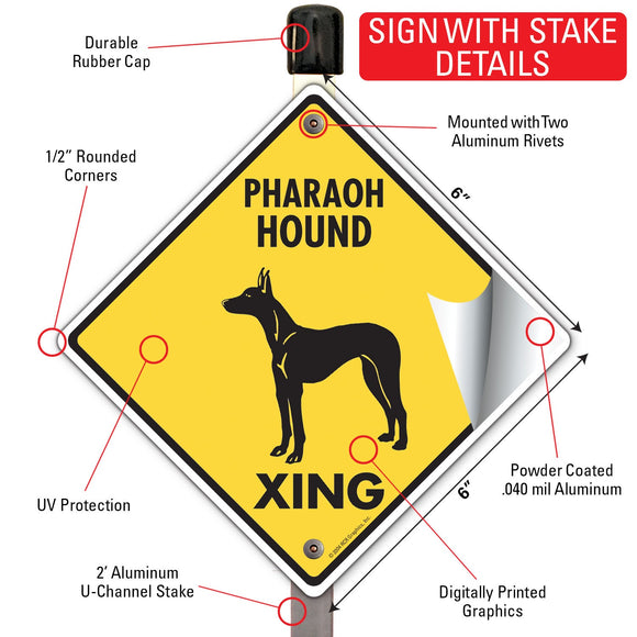 Pharaoh Hound Xing (Crossing) Dog Signs or Sticker