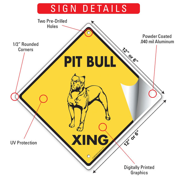 Pit Bull Terrier Xing (Crossing) Dog Signs or Sticker