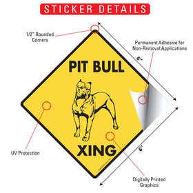 Pit Bull Terrier Xing (Crossing) Dog Signs or Sticker - 0
