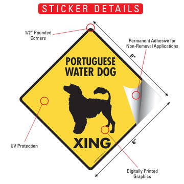 Portuguese Water Dog Xing (Crossing) Signs or Sticker - 0
