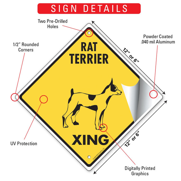Rat Terrier Xing (Crossing) Dog Signs or Sticker