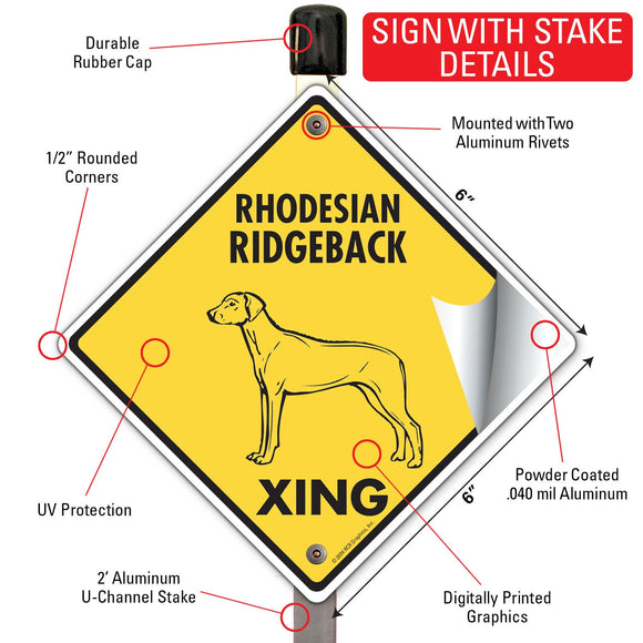 Rhodesian Ridgeback Xing (Crossing) Dog Signs or Sticker