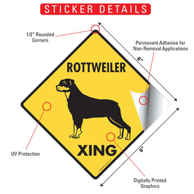 Rottweiler Xing (Crossing) Dog Signs or Sticker - 0