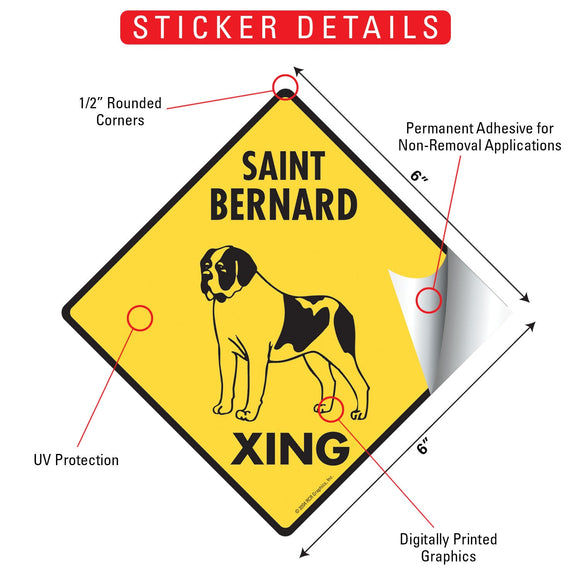 Saint Bernard Xing (Crossing) Dog Signs or Sticker
