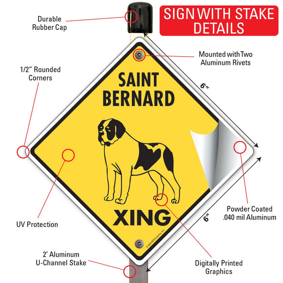 Saint Bernard Xing (Crossing) Dog Signs or Sticker