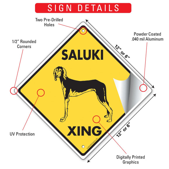 Saluki Xing (Crossing) Dog Signs or Sticker