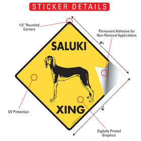 Saluki Xing (Crossing) Dog Signs or Sticker - 0