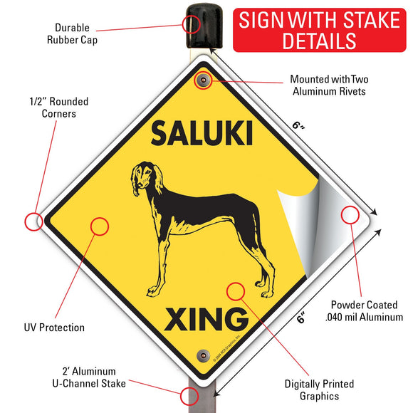 Saluki Xing (Crossing) Dog Signs or Sticker
