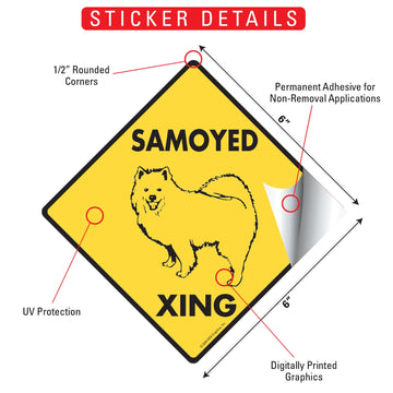 Samoyed Xing (Crossing) Dog Signs or Sticker - 0