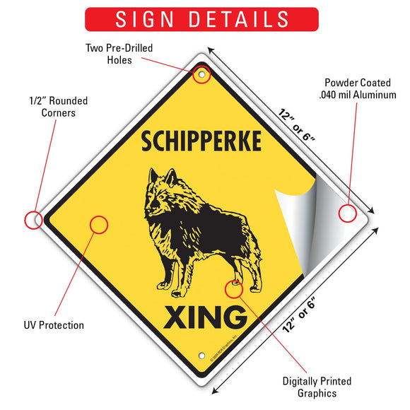Schipperke Xing (Crossing) Dog Signs or Sticker