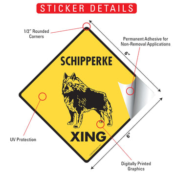 Schipperke Xing (Crossing) Dog Signs or Sticker - 0