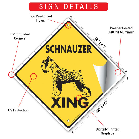 Schnauzer Xing (Crossing) Dog Signs or Sticker