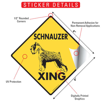 Schnauzer Xing (Crossing) Dog Signs or Sticker - 0