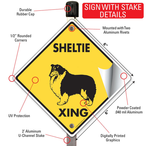 Shetland Sheepdog (Sheltie) Xing (Crossing) Dog Signs or Sticker
