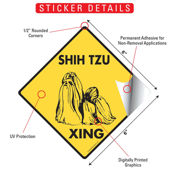 Shih Tzu Xing (Crossing) Dog Signs or Sticker