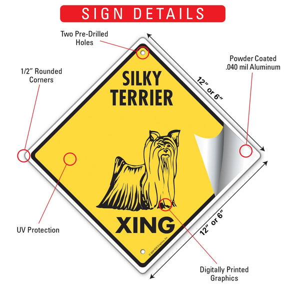 Silky Terrier Xing (Crossing) Dog Signs or Sticker
