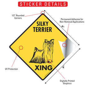 Silky Terrier Xing (Crossing) Dog Signs or Sticker - 0
