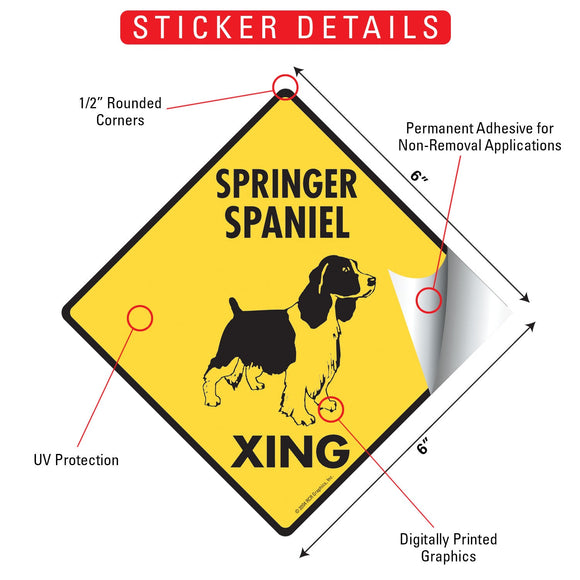Springer Spaniel Xing (Crossing) Dog Signs or Sticker