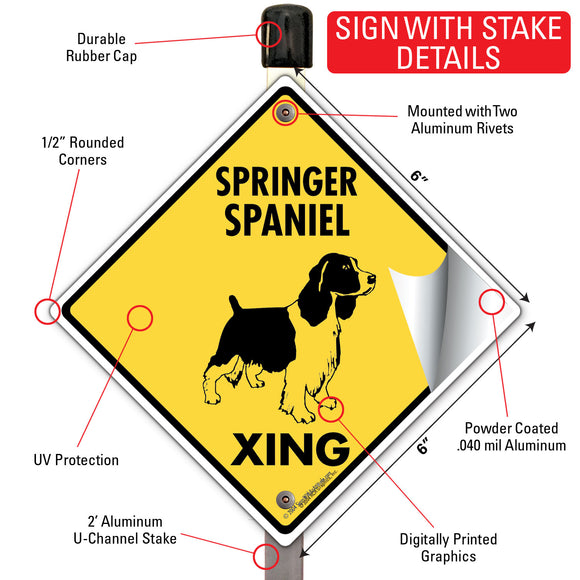 Springer Spaniel Xing (Crossing) Dog Signs or Sticker