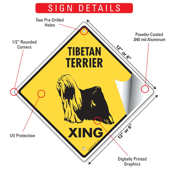 Tibetan Terrier Xing (Crossing) Dog Signs or Sticker