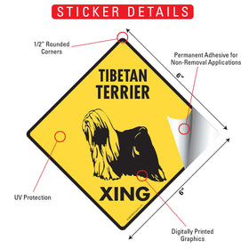 Tibetan Terrier Xing (Crossing) Dog Signs or Sticker - 0