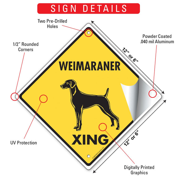 Weimaraner Xing (Crossing) Dog Signs or Sticker