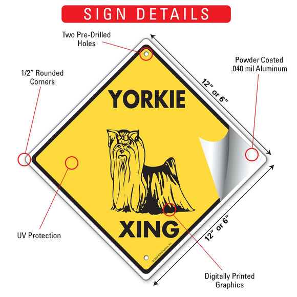 Yorkshire Terrier Xing (Crossing) Dog Signs or Sticker