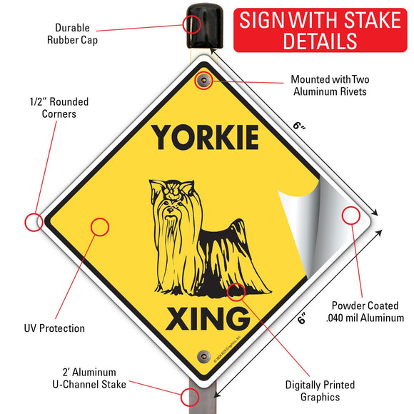Yorkshire Terrier Xing (Crossing) Dog Signs or Sticker
