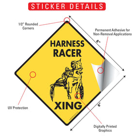 Harness Racer Xing (Crossing) Horse Signs or Sticker - 0