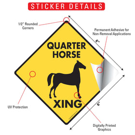 Quarter Horse Xing (Crossing) Signs or Sticker - 0