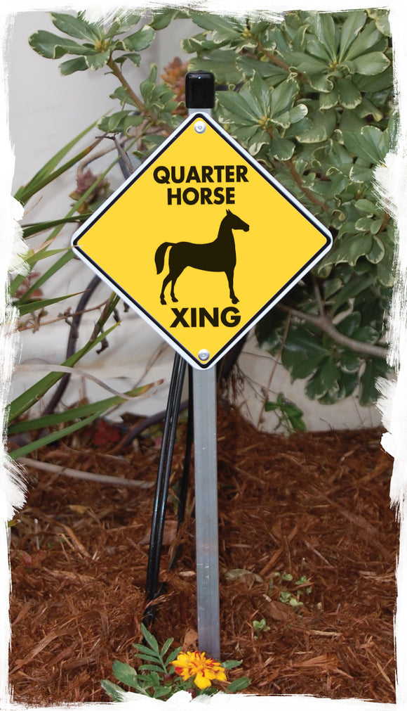 Quarter Horse Crossing Aluminum Sign or Vinyl Sticker - Weatherproof Novelty