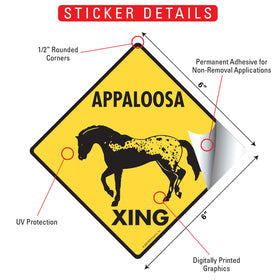 Appaloosa Xing (Crossing) Horse Signs or Sticker - 0