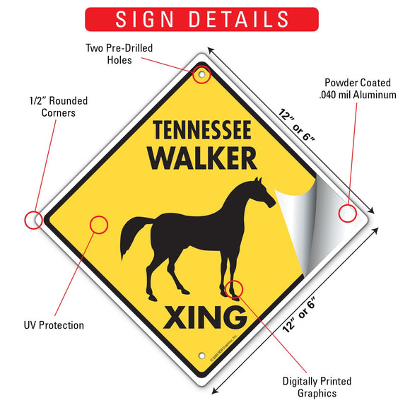 Tennessee Walker Xing (Crossing) Horse Signs or Sticker