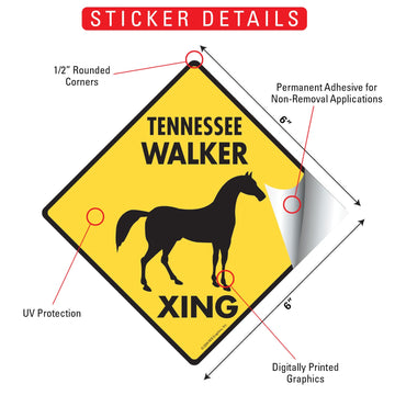 Tennessee Walker Xing (Crossing) Horse Signs or Sticker - 0