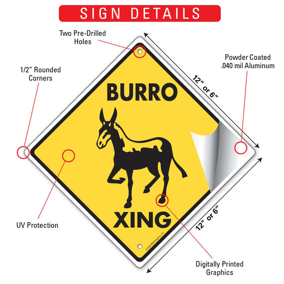 Burro Xing (Crossing) Horse Signs or Sticker