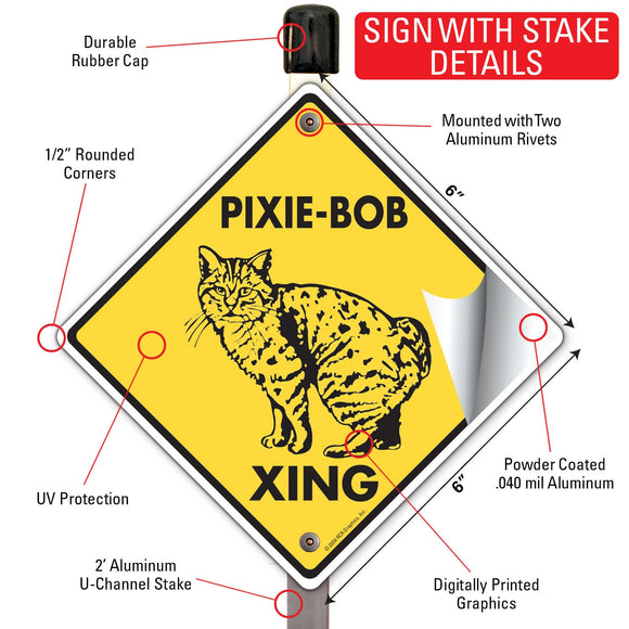 Pixie-Bob Xing (Crossing) Cat Signs or Sticker