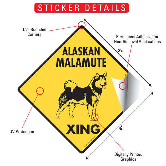 Alaskan Malamute Xing (Crossing) Dog Signs or Sticker