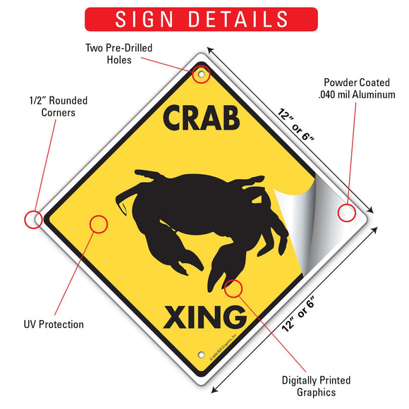 Crab Xing (Crossing) Animal Signs or Sticker