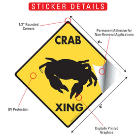 Crab Xing (Crossing) Animal Signs or Sticker - 0