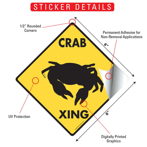 Crab Xing (Crossing) Animal Signs or Sticker