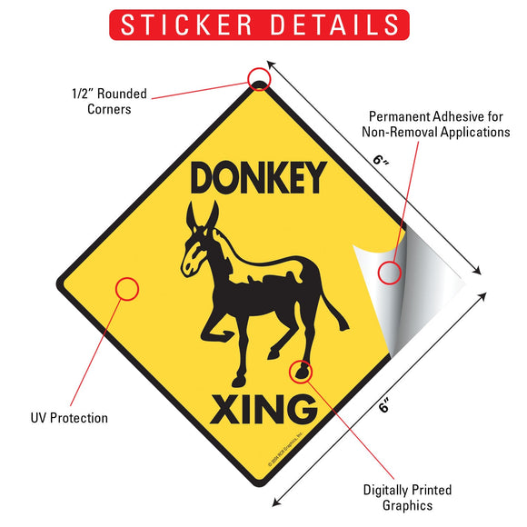 Donkey Xing (Crossing) Horse Signs or Sticker