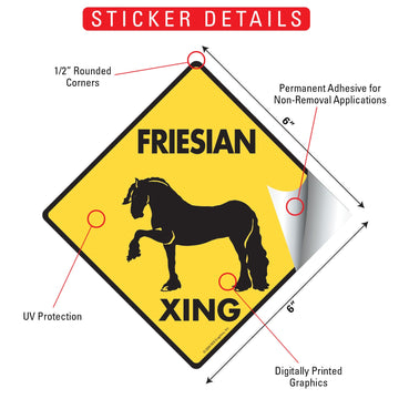 Friesian Xing (Crossing) Horse Signs or Sticker - 0