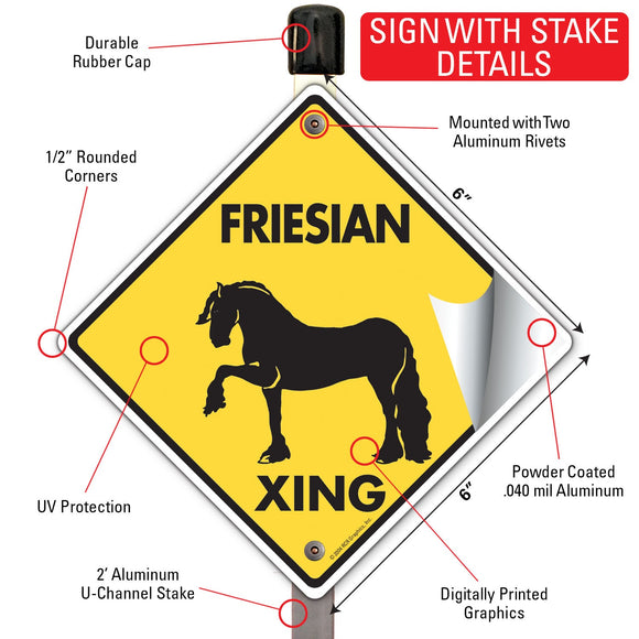 Friesian Xing (Crossing) Horse Signs or Sticker
