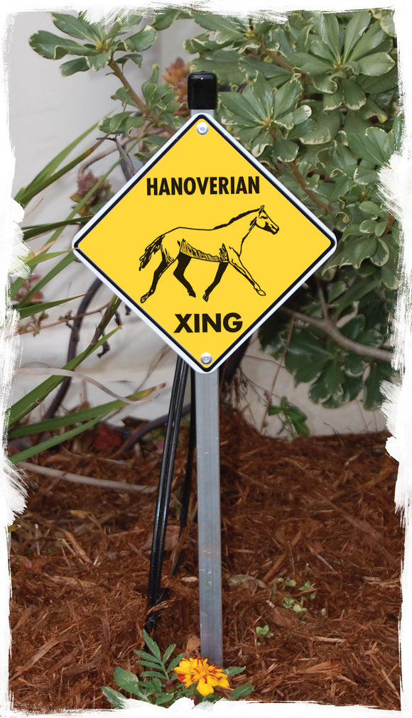 Hanoverian Crossing Horse Aluminum Sign or Vinyl Sticker - Weatherproof Novelty