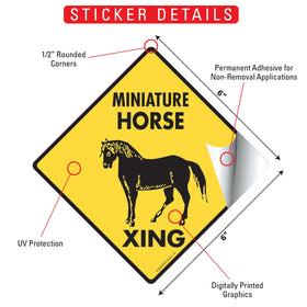 Miniature Horse Xing (Crossing) Signs or Sticker - 0