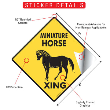 Miniature Horse Xing (Crossing) Signs or Sticker - 0