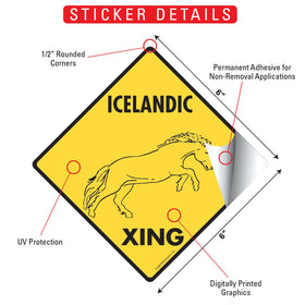 Icelandic Xing (Crossing) Horse Signs or Sticker - 0
