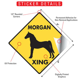 Morgan Xing (Crossing) Horse Signs or Sticker - 0