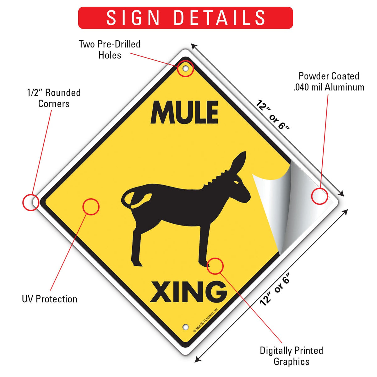 Mule Xing (Crossing) Horse Signs or Sticker | Signs With An Attitude