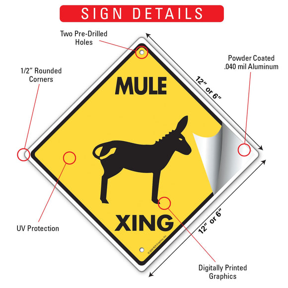 Mule Xing (Crossing) Horse Signs or Sticker